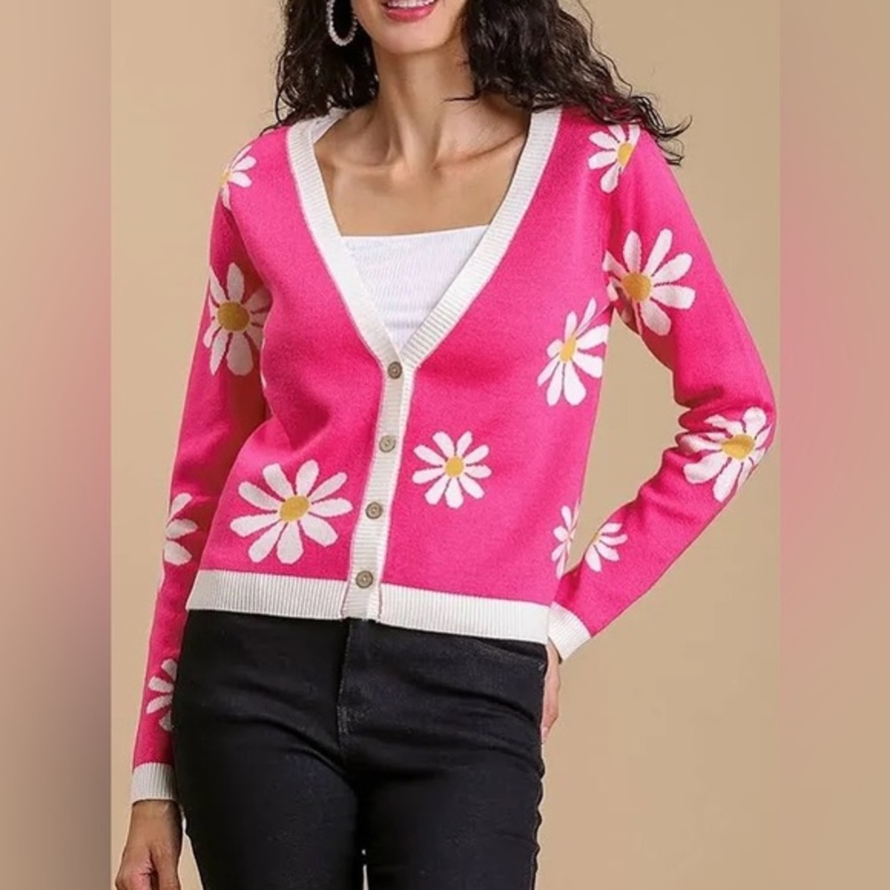 Umgee Pink Floral Cardigan